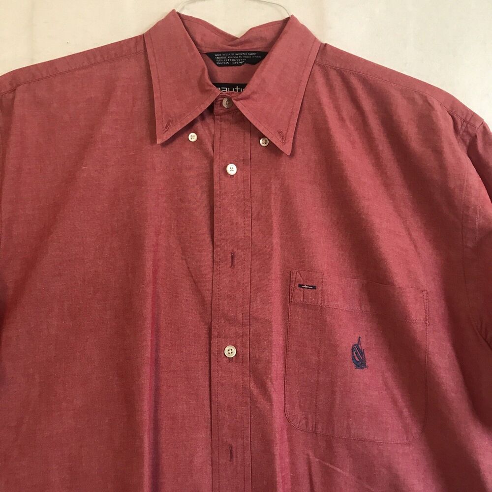 Nautica Button Down Shirt Men’s Size Large Red Short Sleeve Adult